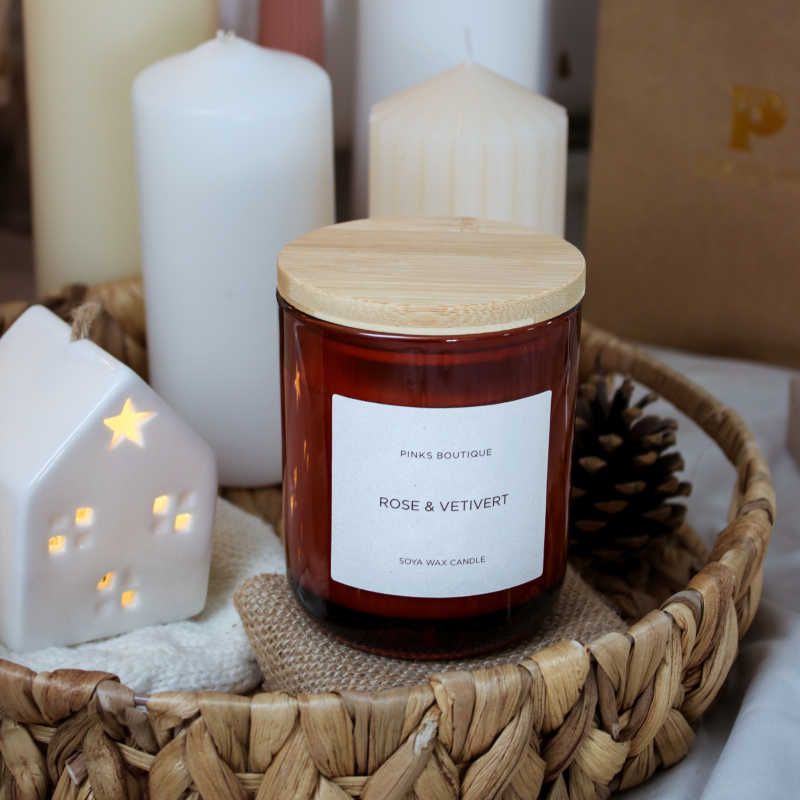 CALMING - Rose & Vetivert Soya Wax Candle